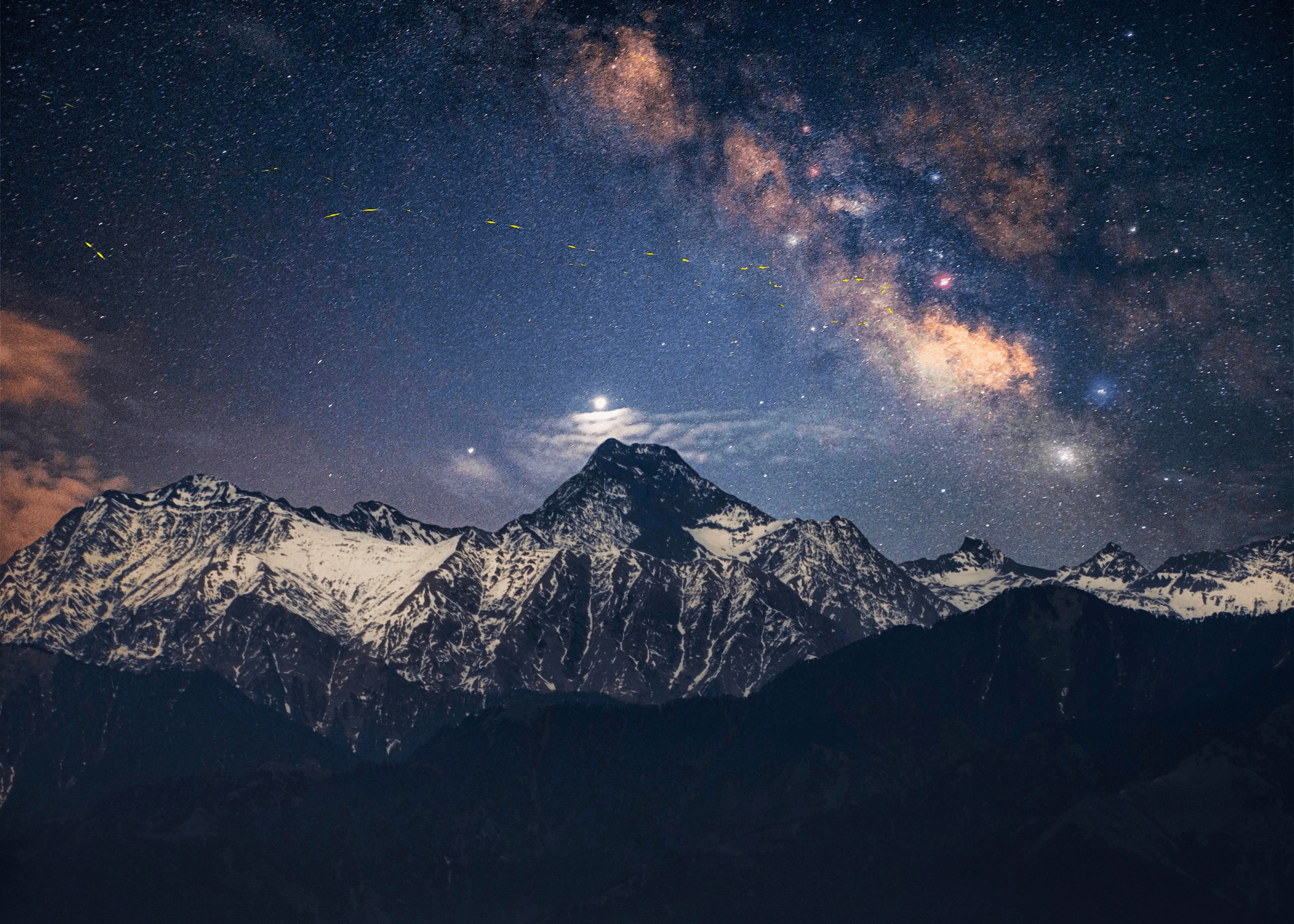 A perfect coalescence - Mountain , Milkyway & fireflies