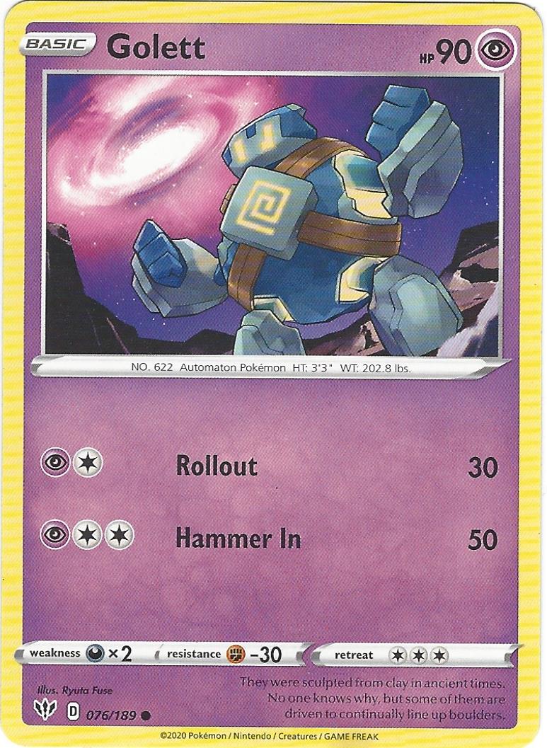 Golett 076/189 Pokemon Card Single
