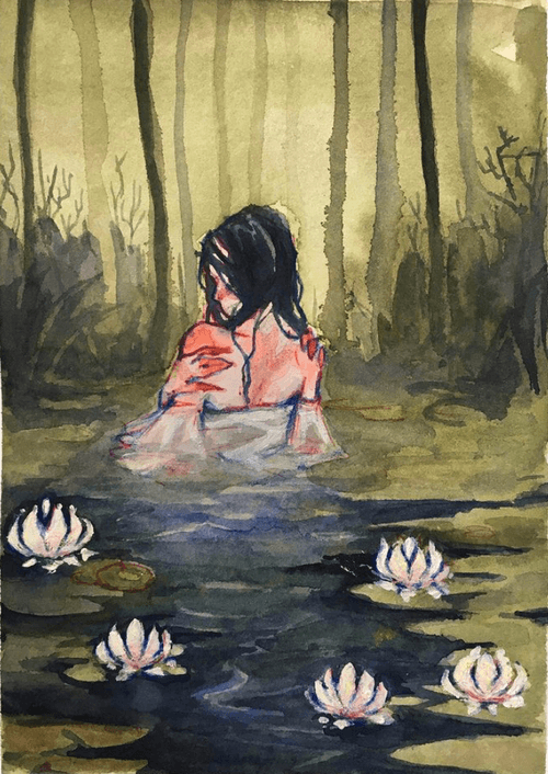 Mermaid in a forest lake