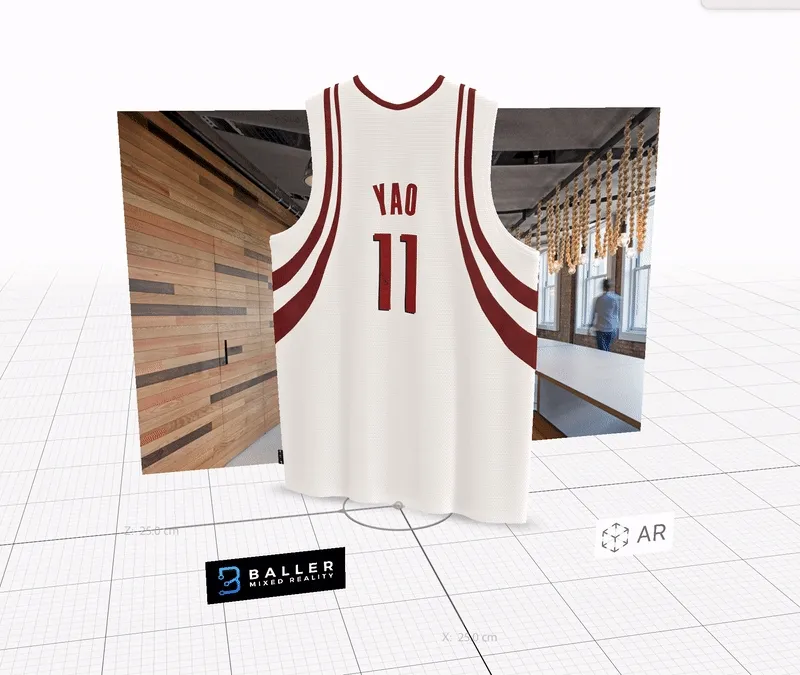 #1 of 20) BallerMR-Jersey_YM-4.1: 3D-AR Houston Rockets Jersey #11 Autographed by NBA Hall-of-Famer, YAO MING