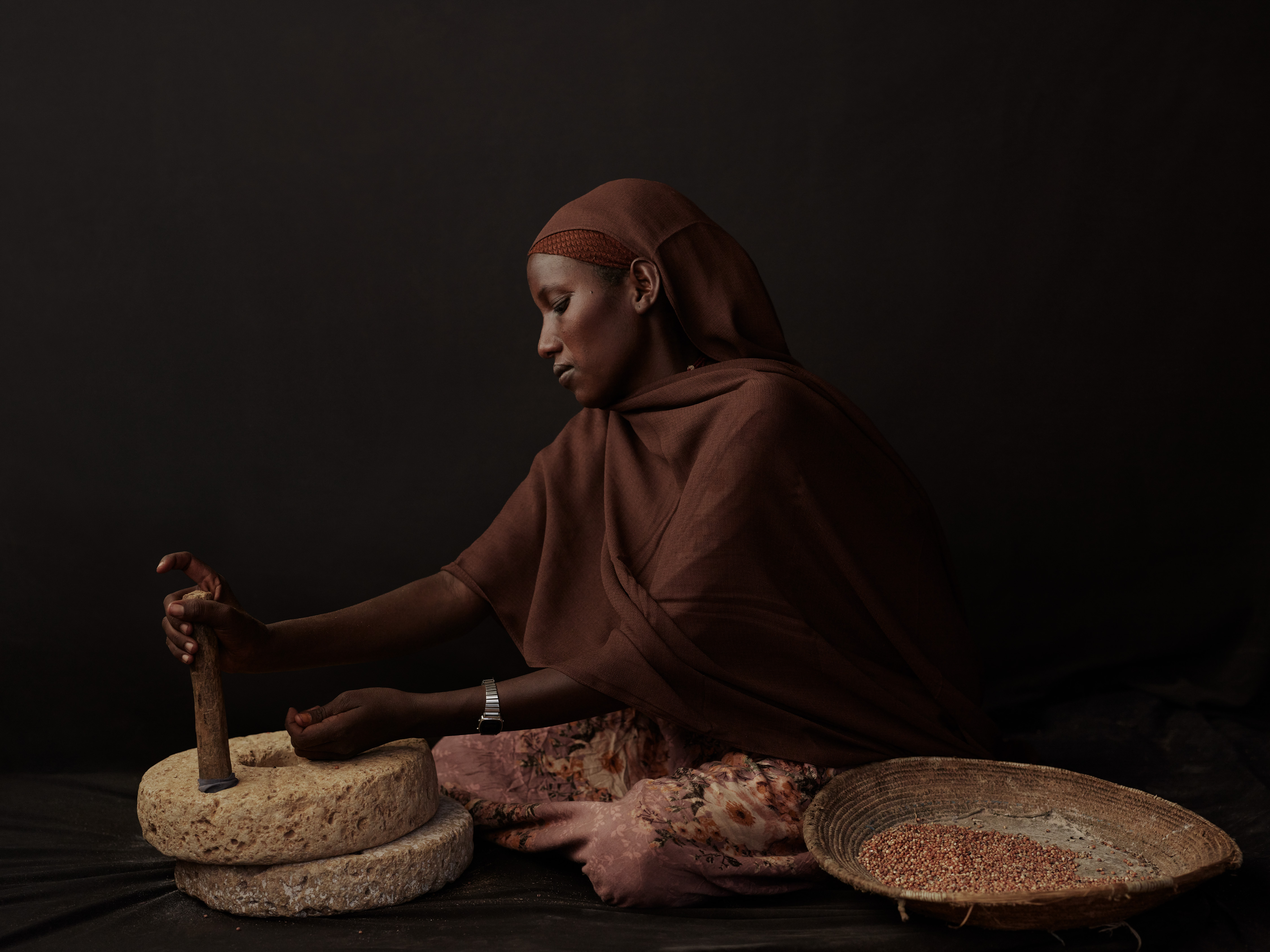 Ethiopia - Portraits - Portrait of Hawo with Grinding Stone