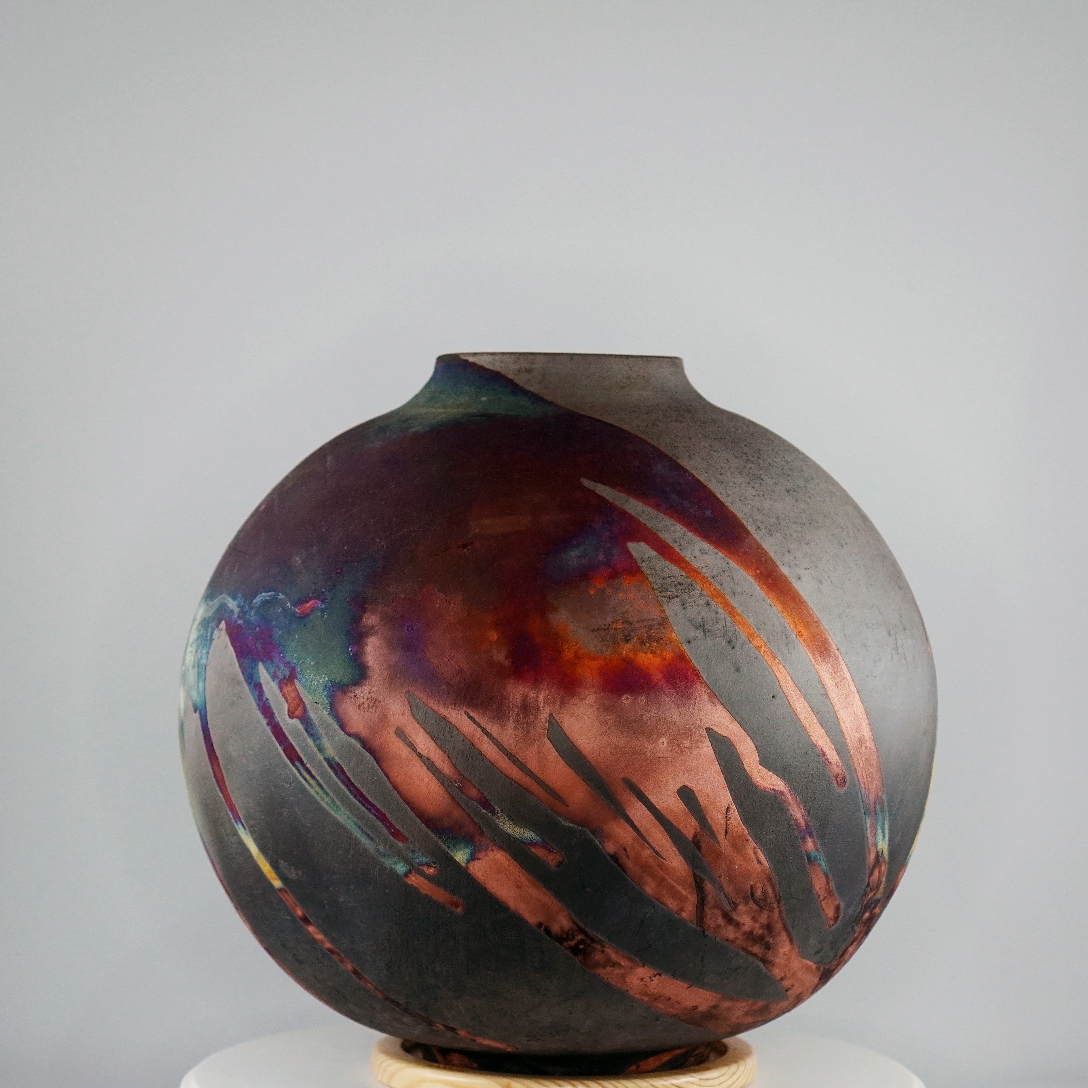 RAAQUU Carbon Half Copper Matte Large Globe Ceramic Art Vase S/N0000212
