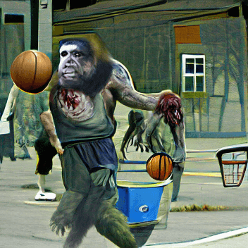 Ape Zombie Playing Basketball