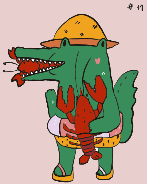 11 Croco eat Big Lobster