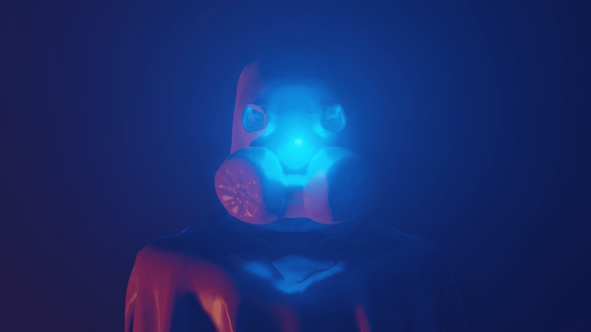 Red Mask With Blue Light