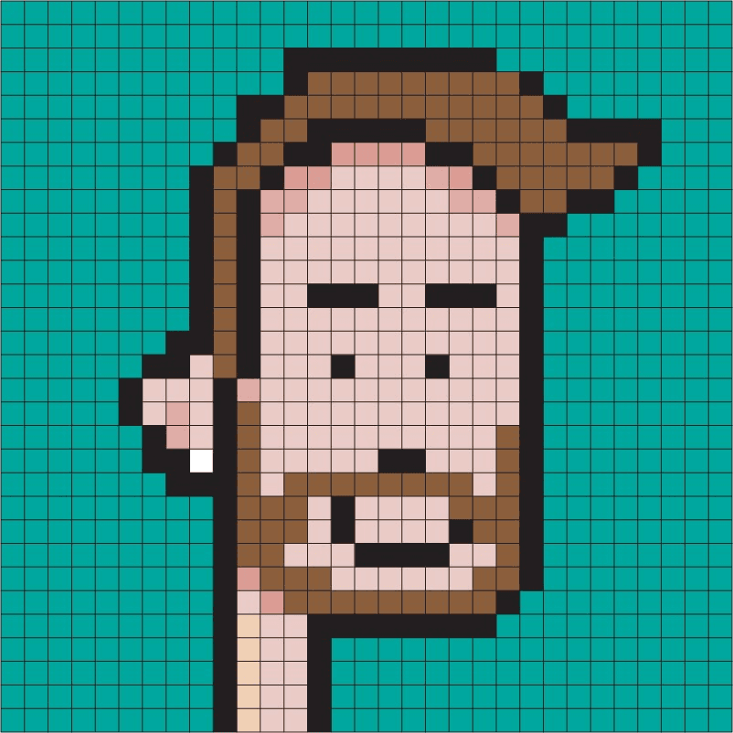 teal pixel man