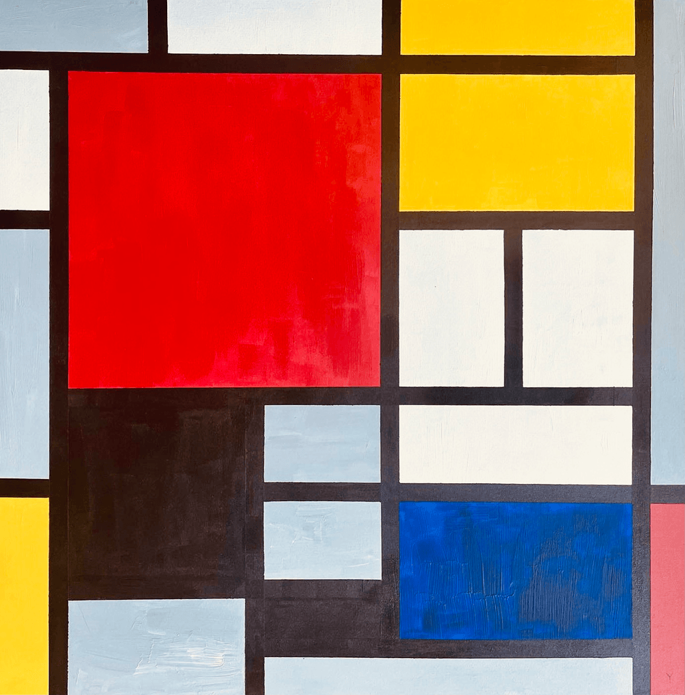 Interpretation of Composition with Large Red Plane, Yellow, Black, Gray ...