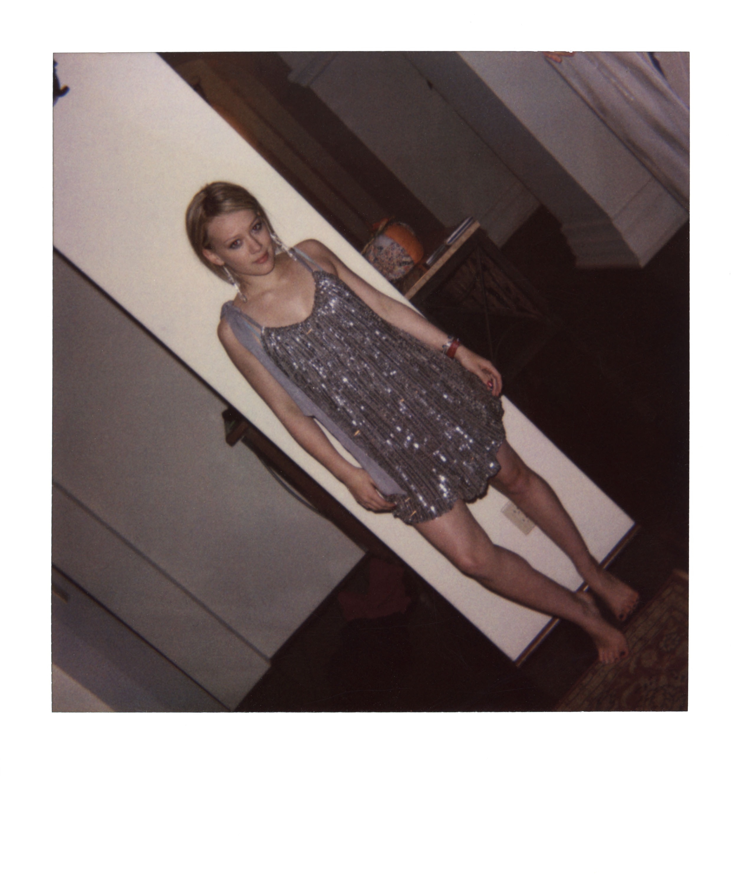 Hilary Duff – “Our Lips Are Sealed” music video wardrobe fitting Polaroid JPG NFT, Toluca Lake, 2004