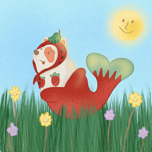 mermaiddog in flower garden #0011