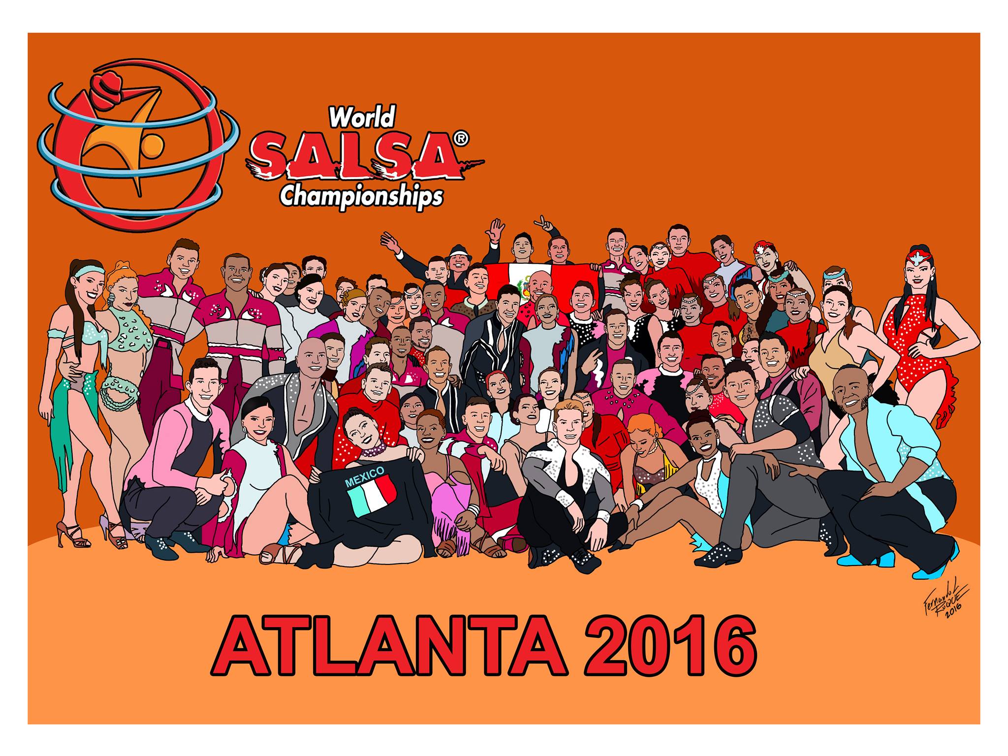 espn-world-salsa-championships-15th-anniversary-group-caricature