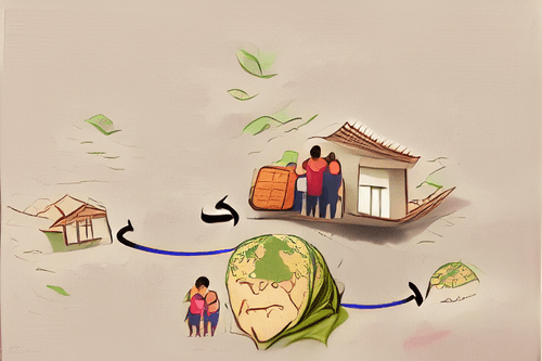 A family member moved from one country to another to have a better life.