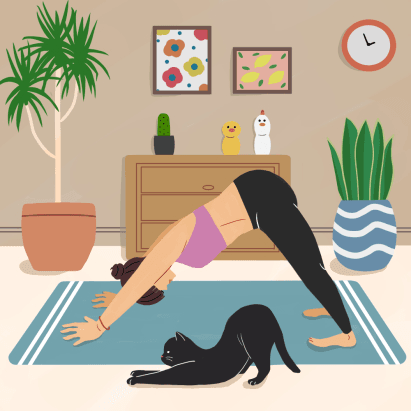 Yoga with a cat