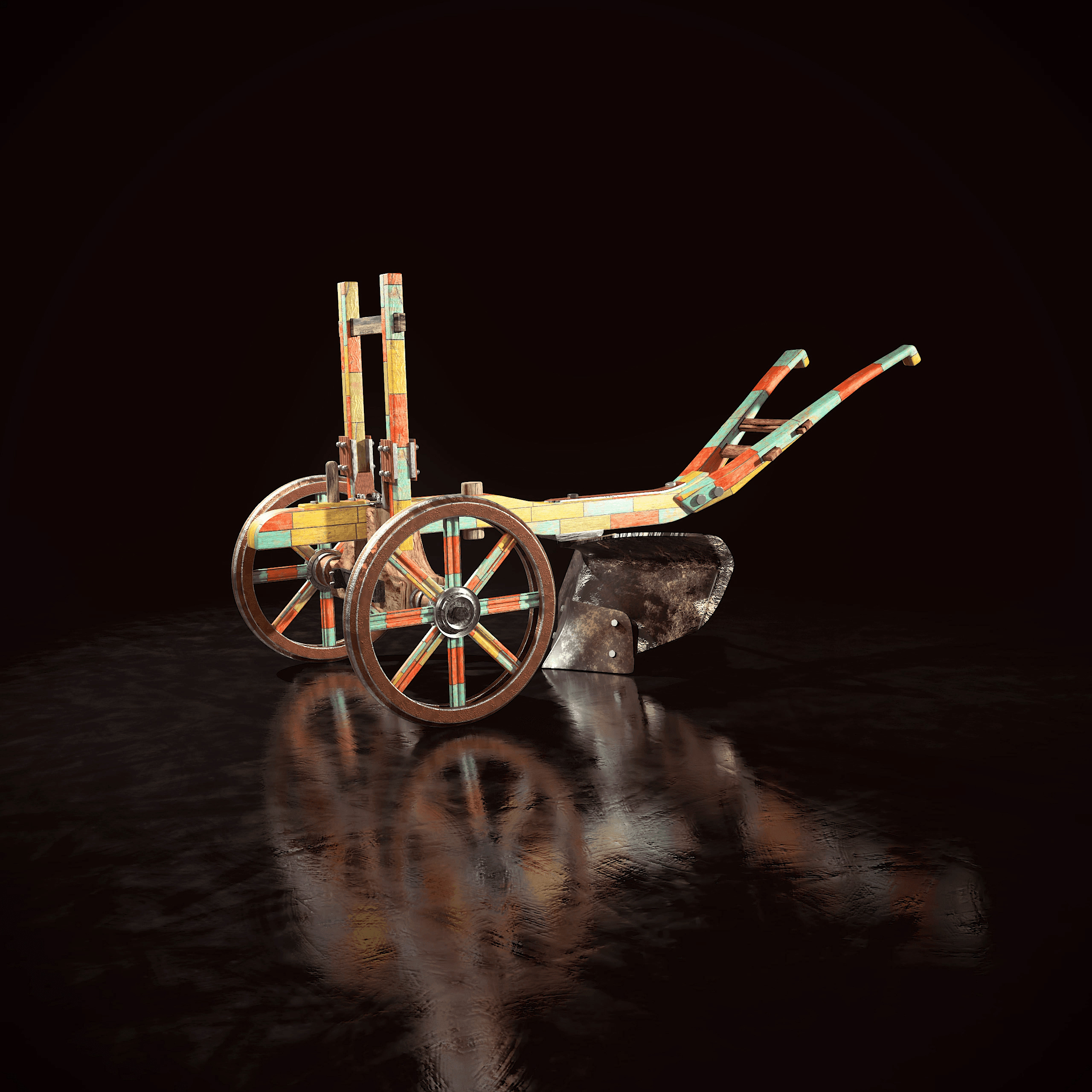 Colorful Painted Wood Plow