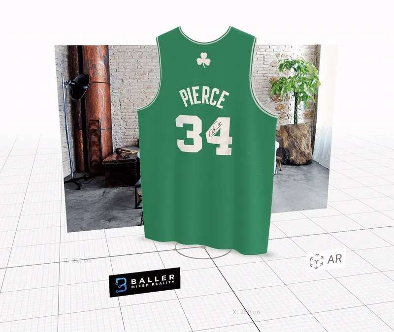 #1 of 20) BallerMR-Jersey_PP-6.1: 3D-AR Boston Celtics Jersey #34 Autographed by NBA Hall-of-Famer, PAUL PIERCE