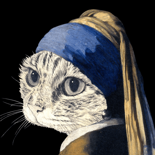 Zen Vermeer Cat - Takahiro Yamada Fountain Cat Series