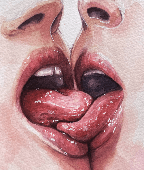 Watercolor Lips "Love