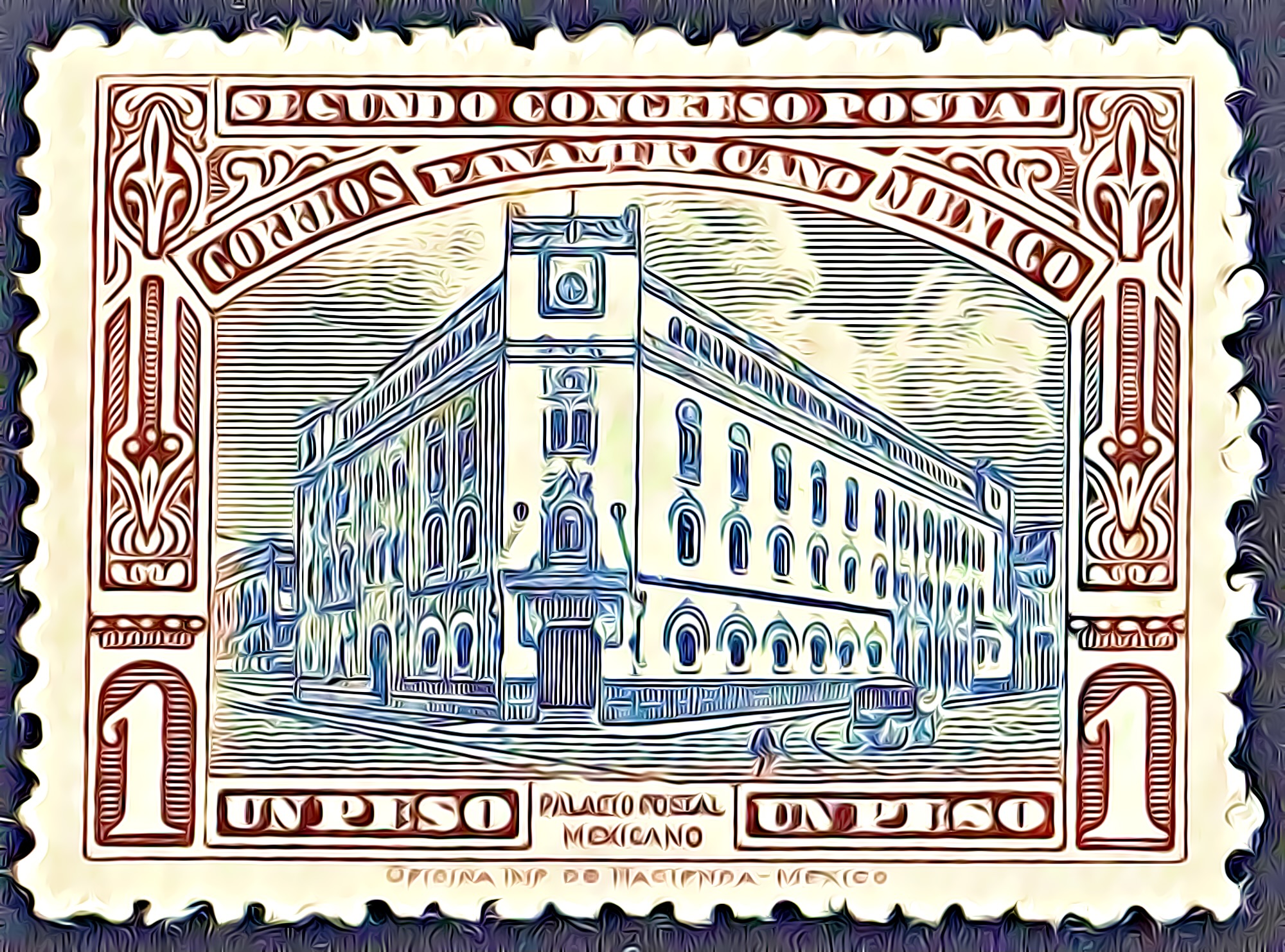 Palacio de Correos de Mexico Postal Stamp 1926