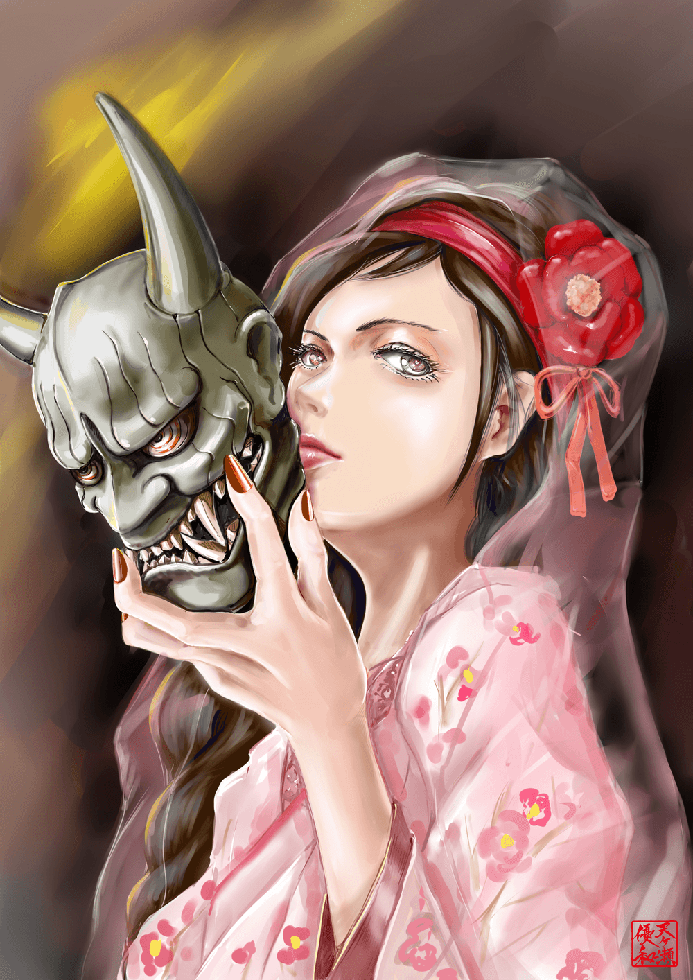 般若と女性 Hannya And Woman Yuwa Amagase Japan Art Culture Opensea