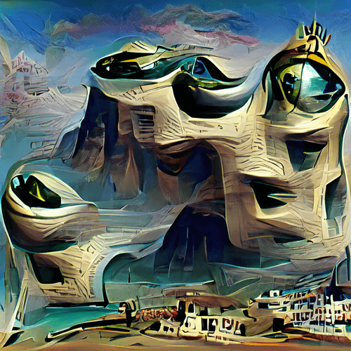 Alien Space Fortress in the Style of Salvador Dali