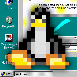 Tux visits Windows 95 - #1110