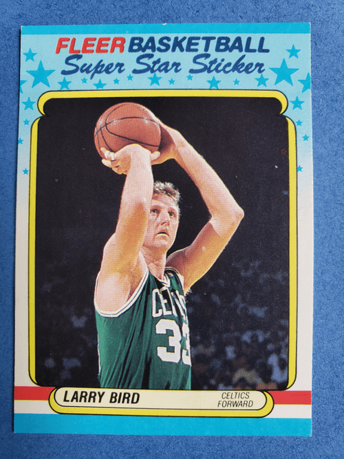 1988-89 Fleer Super Star Sticker basketball Larry Bird #2, BOSTON CELTICS (HOF)