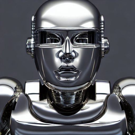 Chromed robot looking at a the human #10