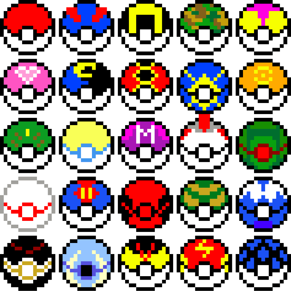 8-Bit Pokeball  Pixel art pokemon, Pixel art, Pixel art pattern