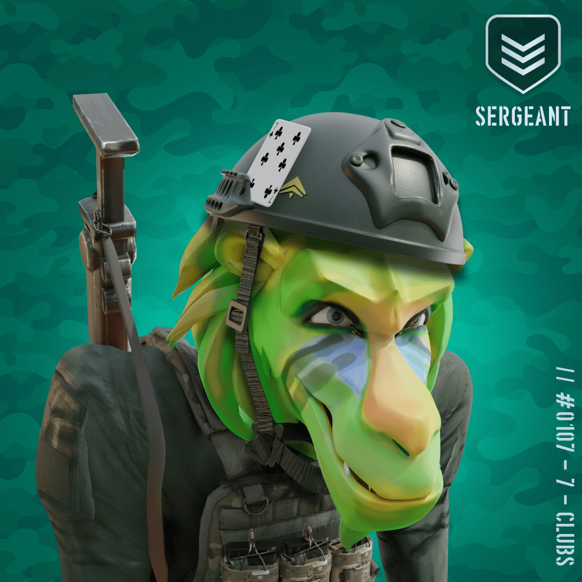Angry Green Sergeant Baboon #107