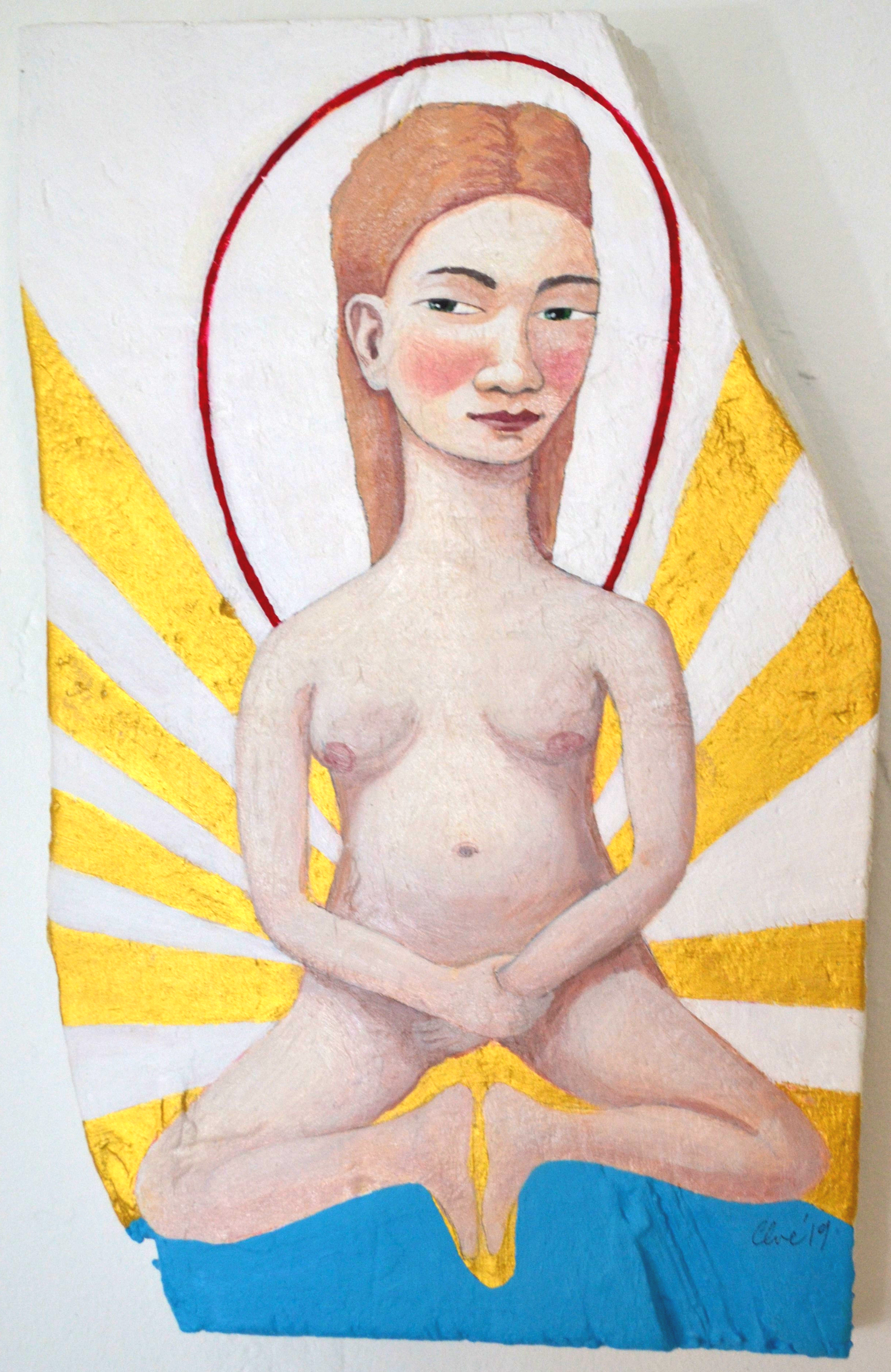 Radiance - small painting in oil and pencil, on wood