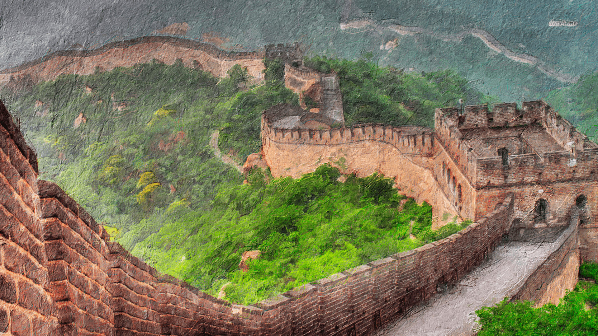 The great Wall of China oil painting - Seven wonders of the World oil