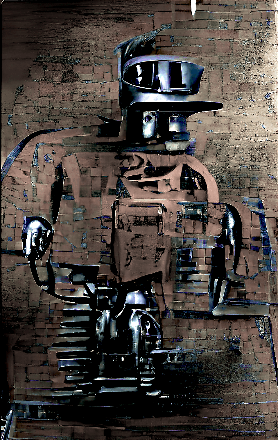 Helpful Robot Wearing A Hat Faded W/ Time