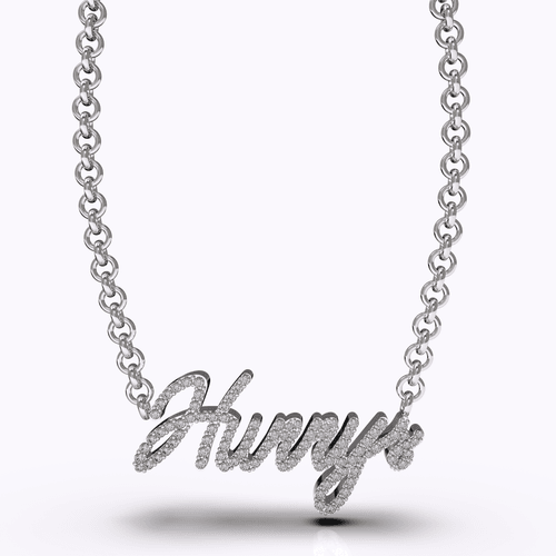 Hunny White Gold Name Pendant