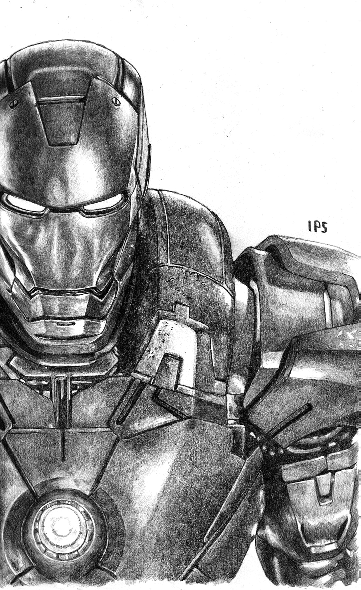 black and white iron man outline