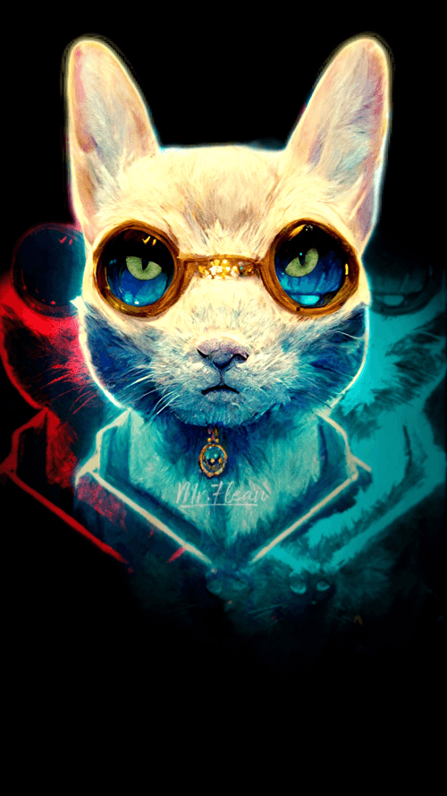 Cyberpunk Blue Cat 019