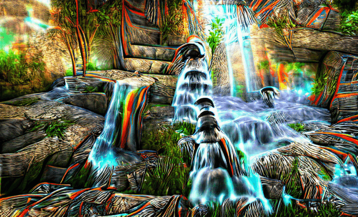 Waterfall Wide Psychedelic Unreal