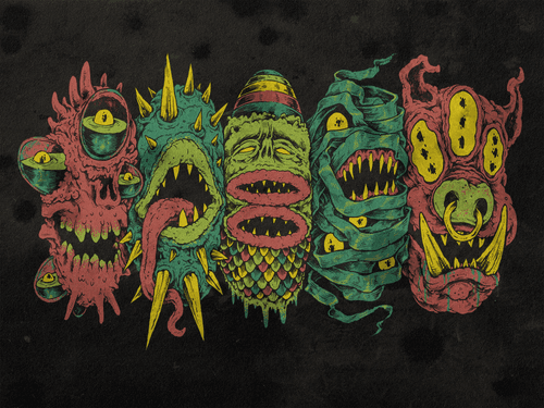 5 More Monster Heads in a Row