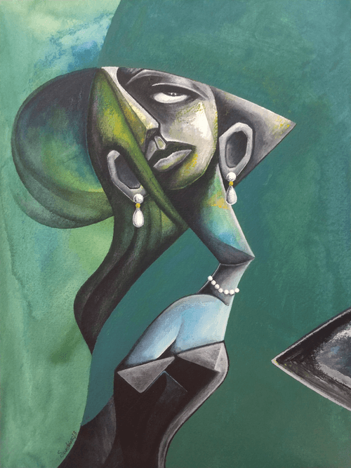 Woman in black dress