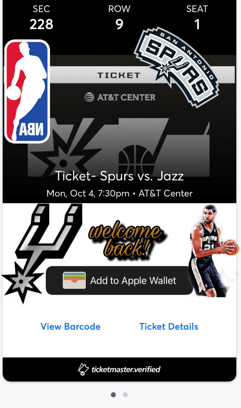 San Antonio Spurs Tickets Collection OpenSea
