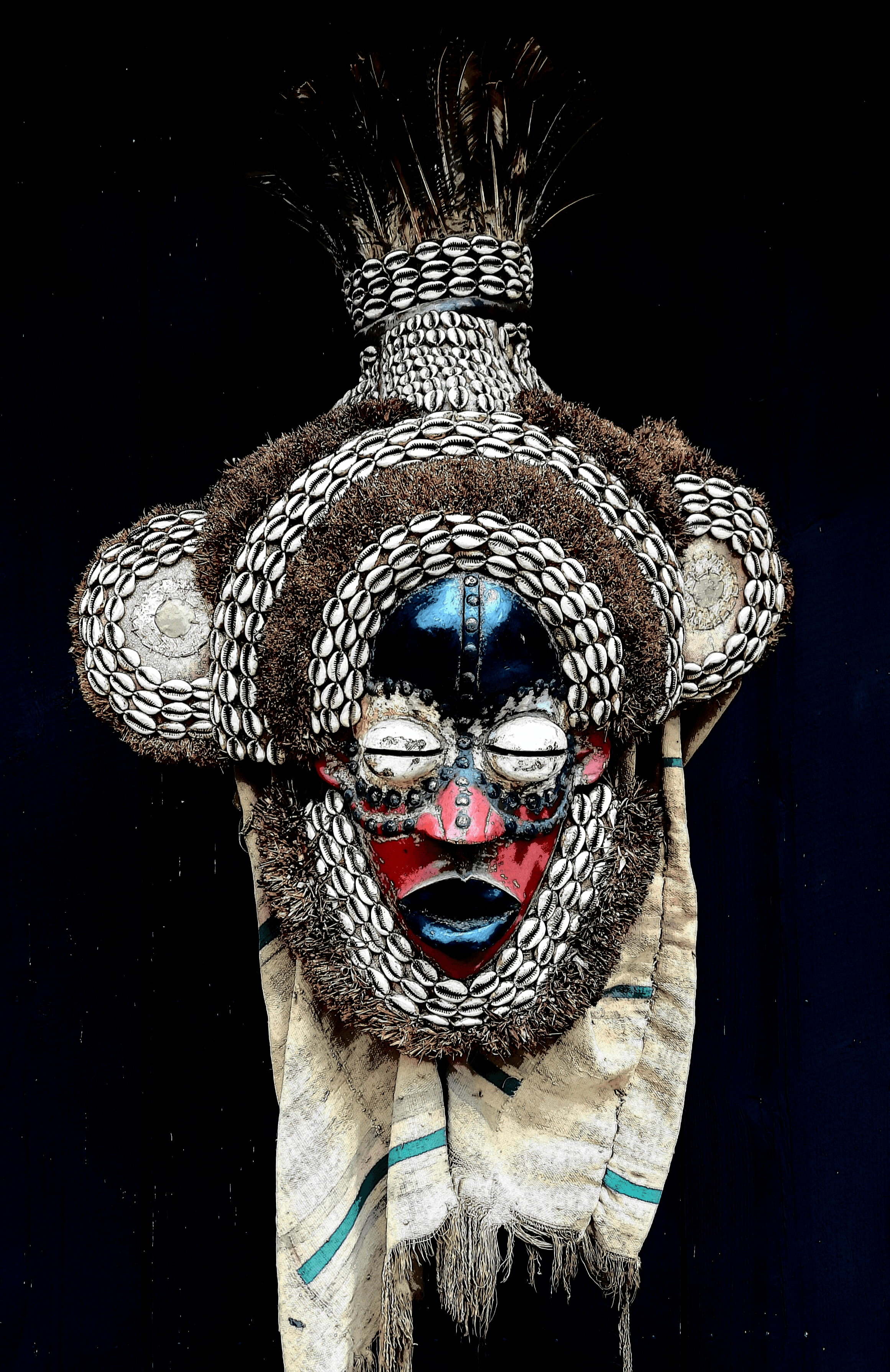 African Mask, Tribal Dan Headdress Mask ,  Liberia / Ivory Coast ** Actual piece w/NFT **