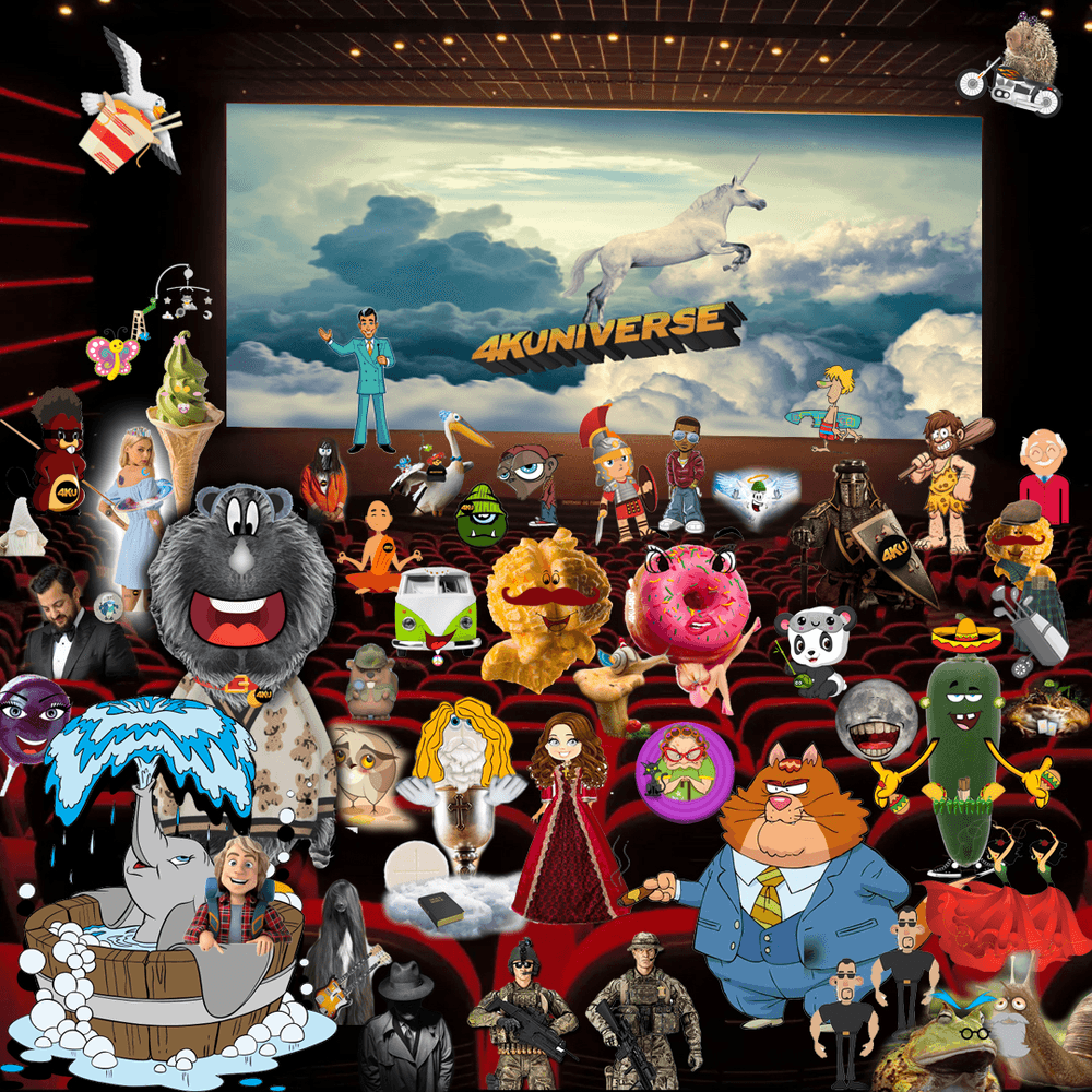 4KUniverse Cartoons all together at the movie theater for their premiere! -  4KUniverse Multiverse Characters | OpenSea