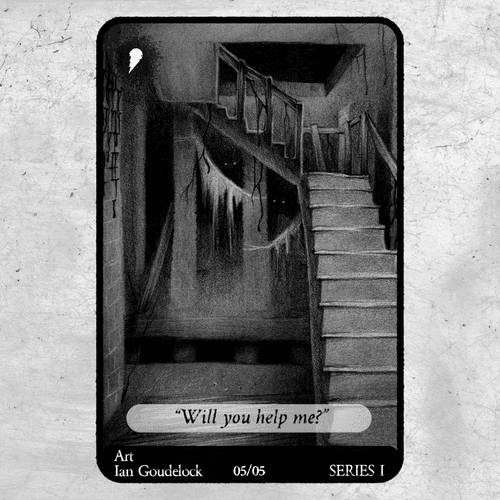 Scary Kid Trading Card #5 “Will you help me?” (Mint Black) Series I