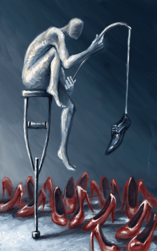 Red shoes.