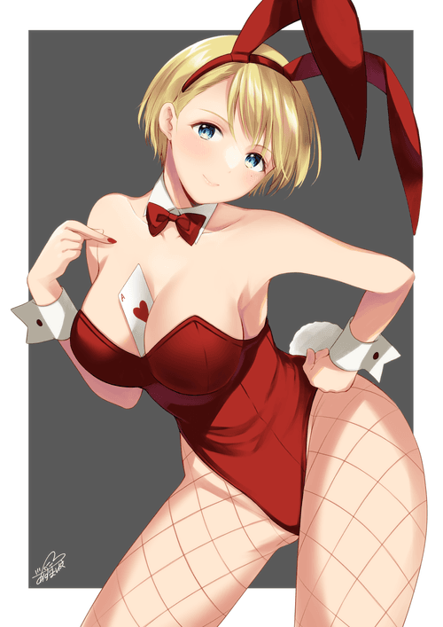 colored sketch bunny girl #017