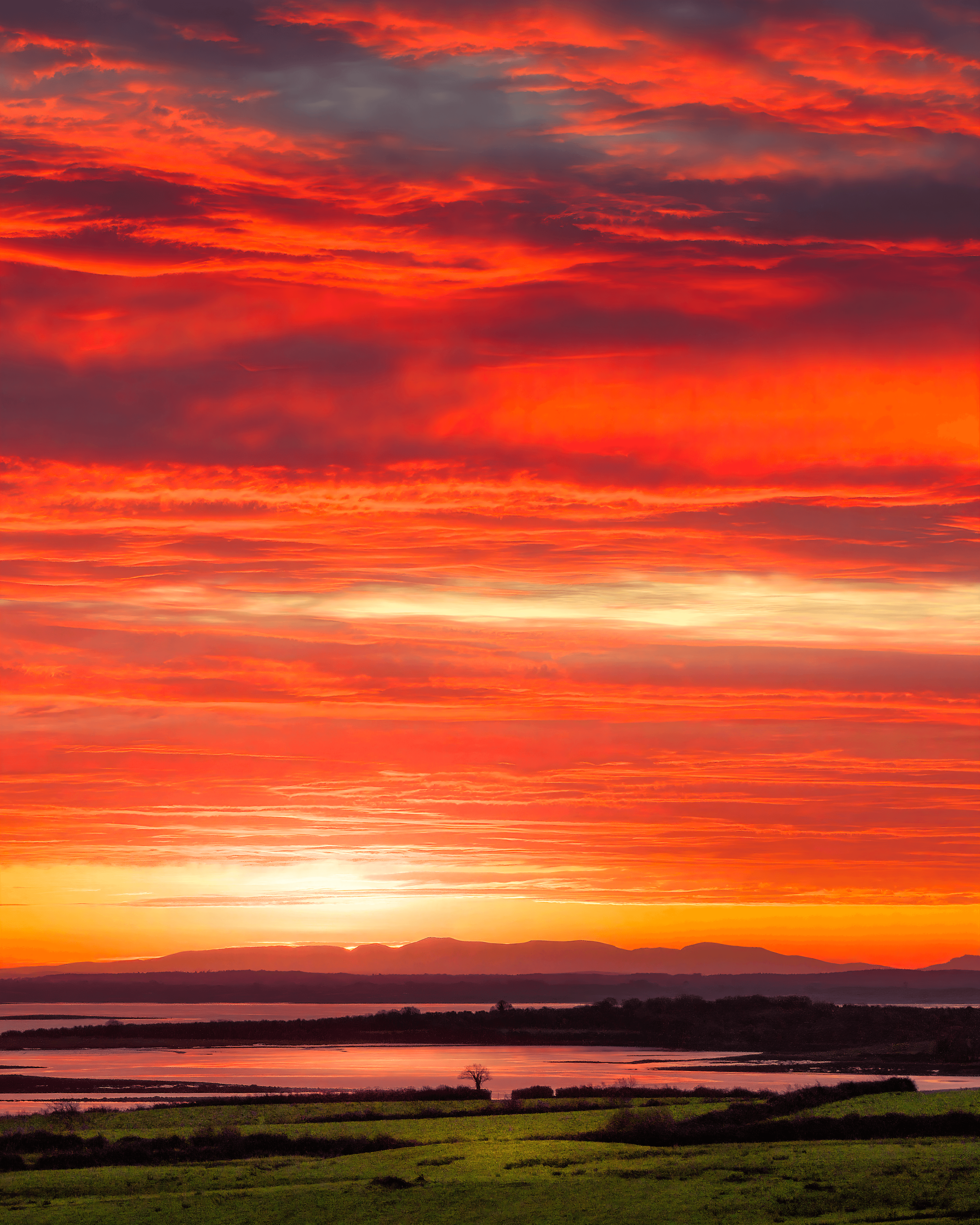 Spectacular Irish Sunrise over Shannon Estuary, County Clare