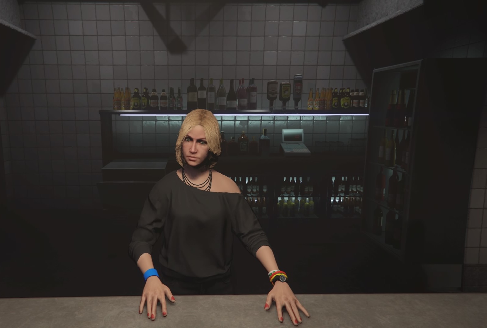 Blonde bartender girl
