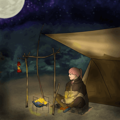 #91 Camping scene The city