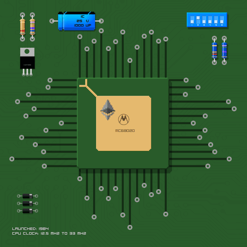 Crypto CPU: Motorola MC68020 - special Green CPU #17