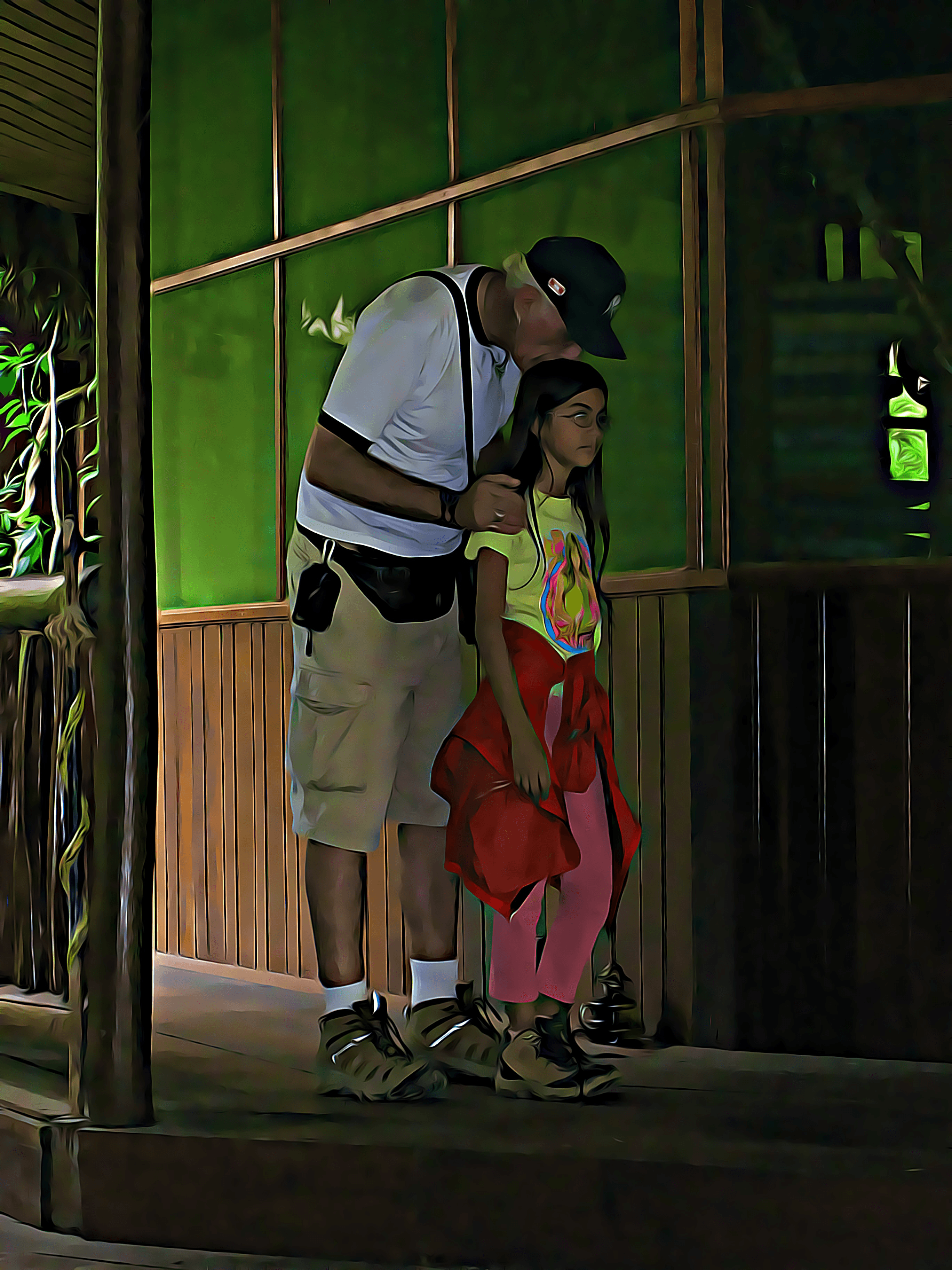 Howard Lawler Kissing head of his daughter Selva Lawler Iquitos Peru on Momon River #2