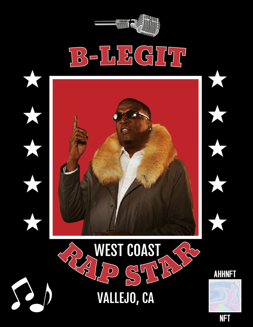 B-Legit Rap Star Card NFT West Coast Black & Red Edition - HIP HOP