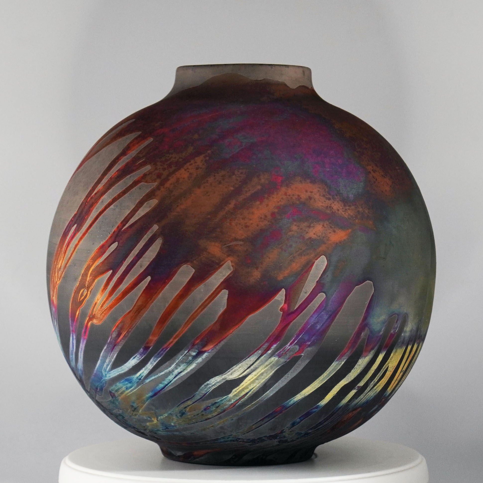 RAAQUU Carbon Half Copper Matte Large Globe Ceramic Art Vase S/N0000344
